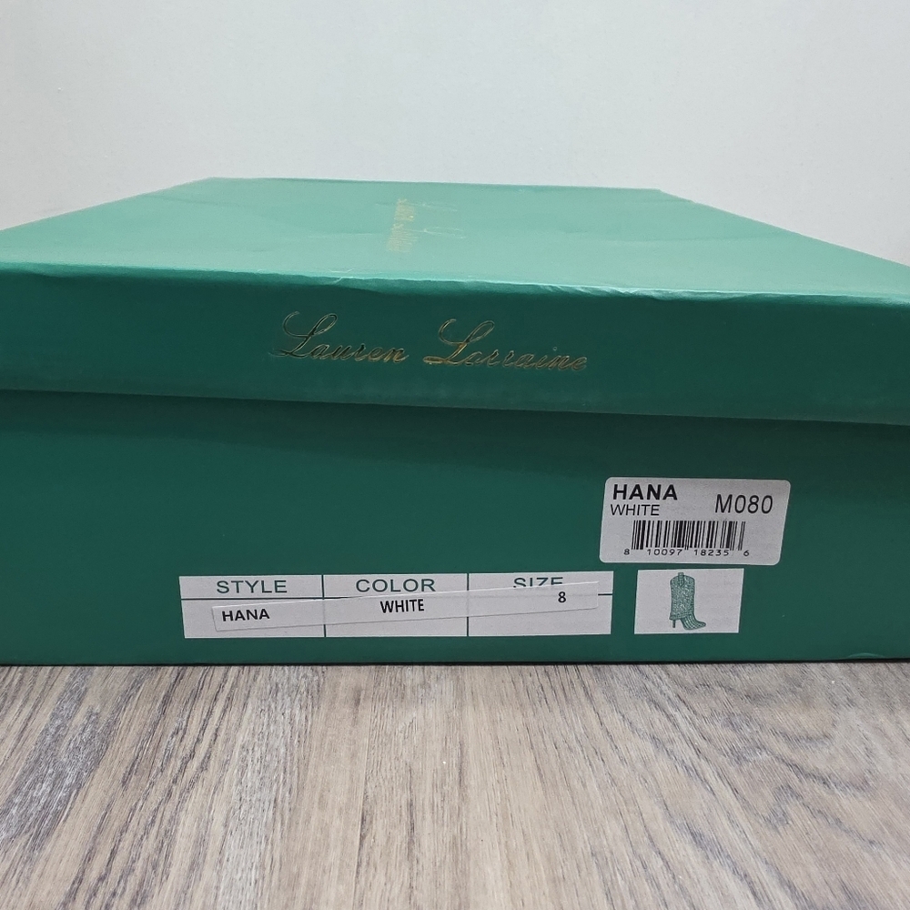 Lauren Lorraine Hana White Rhinestone Stiletto Cowboy Boot Size 8 - New In Box - Picture 12 of 12